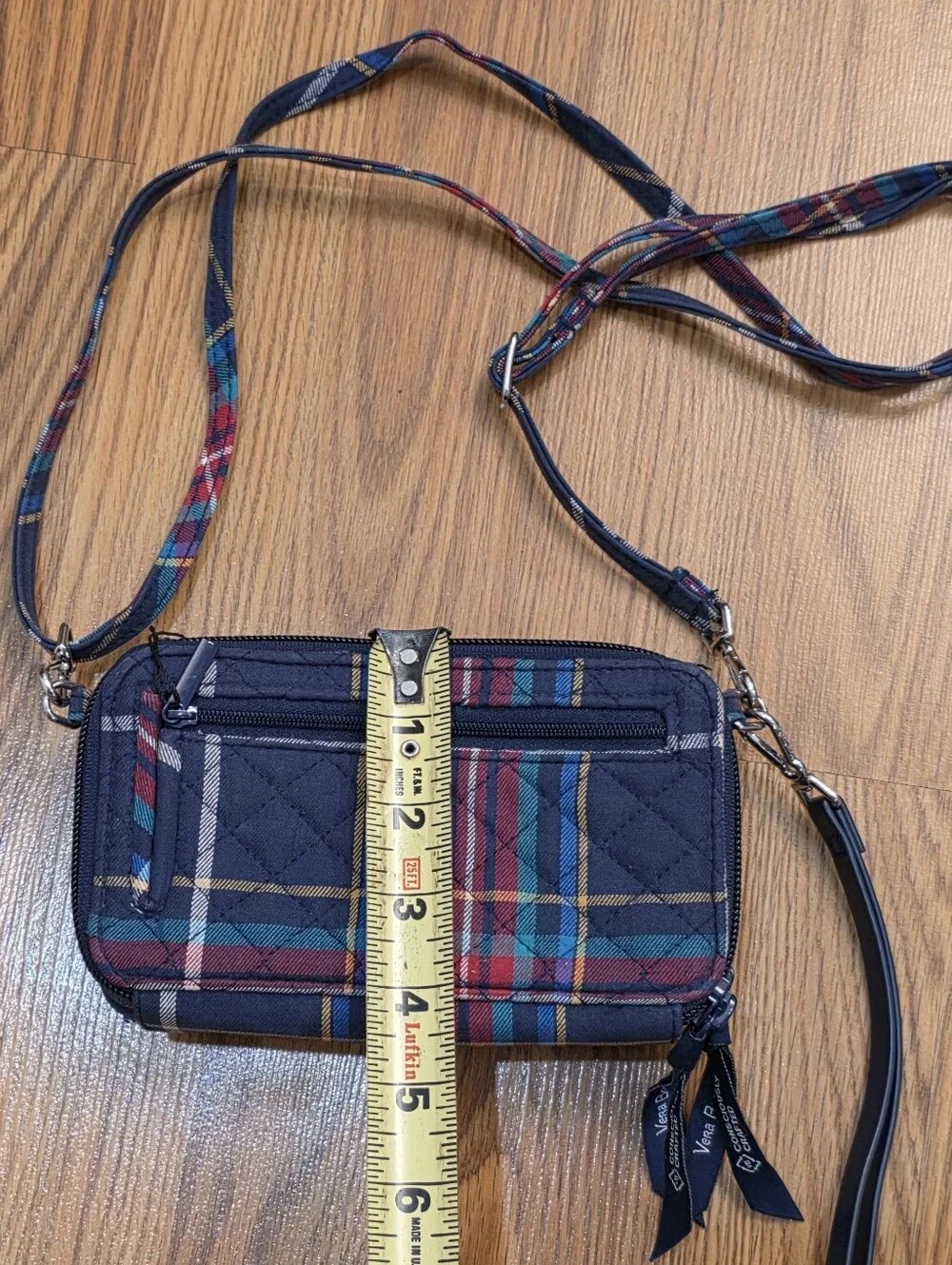 Vera Bradley Tartan Plaid RFID Navy All-In-One Crossbody Handbag Purse Travel
